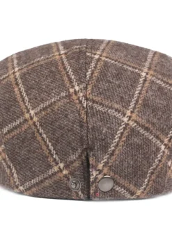 Outlet OUKU Men's Flat Cap Tweed Cap Red Blue Woolen Print Streetwear Stylish 1920s Fashion Outdoor Daily Going out Lattice Warm