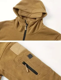 Best OUKU Men's Fleece Jacket Military Jacket Tactical Jacket Daily Vacation Thermal Warm Pocket Fleece Fall & Winter Plain Fashion Streetwear Hooded Regular Black Khaki Army Green Gray Jacket
