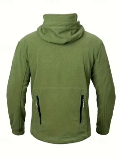 Best OUKU Men's Fleece Jacket Military Jacket Tactical Jacket Daily Vacation Thermal Warm Pocket Fleece Fall & Winter Plain Fashion Streetwear Hooded Regular Black Khaki Army Green Gray Jacket