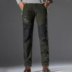 Hot OUKU Men's Fleece Lined Pants Black Trousers Waterproof Softshell Pants Winter Outdoor Windproof Thermal Warm 4 Zipper Pocket Elastic Waist Lightweight Bottoms Navy Climbing Traveling Ski / Snowboard