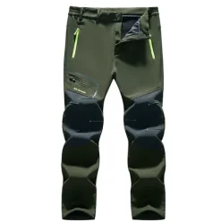 Hot OUKU Men's Fleece Lined Pants Black Trousers Waterproof Softshell Pants Winter Outdoor Windproof Thermal Warm 4 Zipper Pocket Elastic Waist Lightweight Bottoms Navy Climbing Traveling Ski / Snowboard