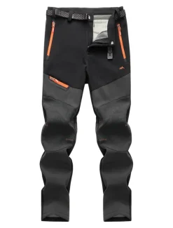 Discount OUKU Men's Fleece Lined Pants Hiking Pants Trousers Softshell Pants Winter Outdoor Thermal Warm Waterproof Windproof Insulated Lightweight Bottoms 5 Zipper Pockets Elastic Waist Pants Skiing Snowboard