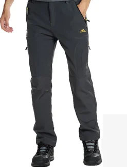 Discount OUKU Men's Fleece Lined Pants Hiking Pants Trousers Softshell Pants Winter Outdoor Thermal Warm Waterproof Windproof Insulated Lightweight Bottoms 5 Zipper Pockets Elastic Waist Pants Skiing Snowboard
