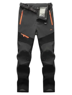 Discount OUKU Men's Fleece Lined Pants Hiking Pants Trousers Softshell Pants Winter Outdoor Thermal Warm Waterproof Windproof Insulated Lightweight Bottoms 5 Zipper Pockets Elastic Waist Pants Skiing Snowboard