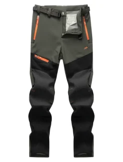 Discount OUKU Men's Fleece Lined Pants Hiking Pants Trousers Softshell Pants Winter Outdoor Thermal Warm Waterproof Windproof Insulated Lightweight Bottoms 5 Zipper Pockets Elastic Waist Pants Skiing Snowboard