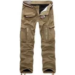 OUKU Men's Fleece Lined Pants Hiking Pants Trousers Work Pants Cargo Pants Track Pants Winter Outdoor Thermal Warm Windproof Fleece Lining Ripstop Bottoms khaki Black Army Green Fishing Climbing Running