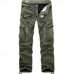 OUKU Men's Fleece Lined Pants Hiking Pants Trousers Work Pants Cargo Pants Track Pants Winter Outdoor Thermal Warm Windproof Fleece Lining Ripstop Bottoms khaki Black Army Green Fishing Climbing Running