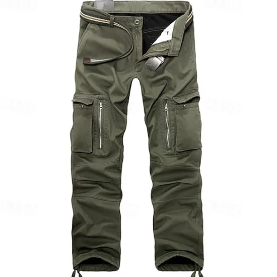 OUKU Men's Fleece Lined Pants Hiking Pants Trousers Work Pants Cargo Pants Track Pants Winter Outdoor Thermal Warm Windproof Fleece Lining Ripstop Bottoms khaki Black Army Green Fishing Climbing Running