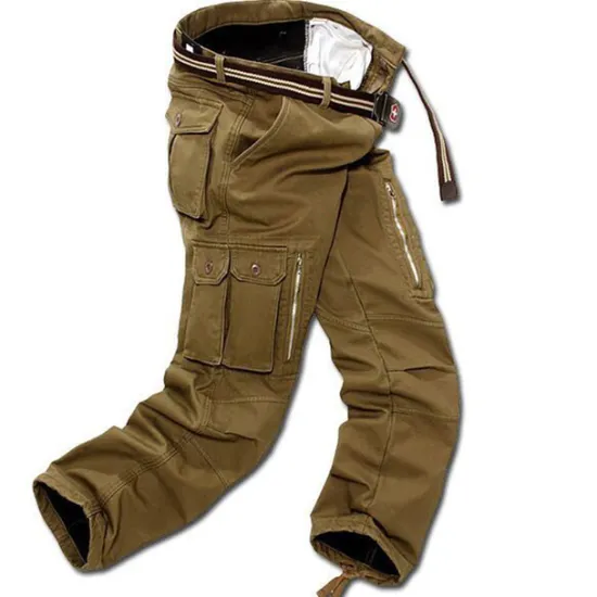 OUKU Men's Fleece Lined Pants Hiking Pants Trousers Work Pants Cargo Pants Track Pants Winter Outdoor Thermal Warm Windproof Fleece Lining Ripstop Bottoms khaki Black Army Green Fishing Climbing Running
