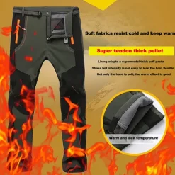 Clearance OUKU Men's Fleece Lined Pants Waterproof Hiking Pants Trousers Softshell Pants Winter Outdoor Thermal Warm Windproof Fleece Lining Pants / Trousers Bottoms Army Green Gray Black Hunting Fishing Climbing