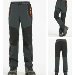 Clearance OUKU Men's Fleece Lined Pants Waterproof Hiking Pants Trousers Softshell Pants Winter Outdoor Thermal Warm Windproof Fleece Lining Pants / Trousers Bottoms Army Green Gray Black Hunting Fishing Climbing