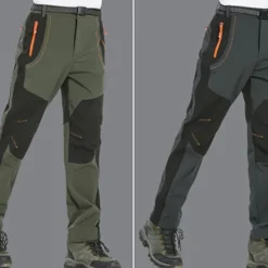 Clearance OUKU Men's Fleece Lined Pants Waterproof Hiking Pants Trousers Softshell Pants Winter Outdoor Thermal Warm Windproof Fleece Lining Pants / Trousers Bottoms Army Green Gray Black Hunting Fishing Climbing