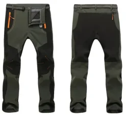 Clearance OUKU Men's Fleece Lined Pants Waterproof Hiking Pants Trousers Softshell Pants Winter Outdoor Thermal Warm Windproof Fleece Lining Pants / Trousers Bottoms Army Green Gray Black Hunting Fishing Climbing