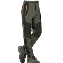 Clearance OUKU Men's Fleece Lined Pants Waterproof Hiking Pants Trousers Softshell Pants Winter Outdoor Thermal Warm Windproof Fleece Lining Pants / Trousers Bottoms Army Green Gray Black Hunting Fishing Climbing