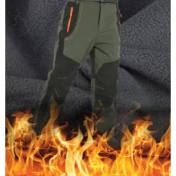 Clearance OUKU Men's Fleece Lined Pants Waterproof Hiking Pants Trousers Softshell Pants Winter Outdoor Thermal Warm Windproof Fleece Lining Pants / Trousers Bottoms Army Green Gray Black Hunting Fishing Climbing