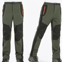 Clearance OUKU Men's Fleece Lined Pants Waterproof Hiking Pants Trousers Softshell Pants Winter Outdoor Thermal Warm Windproof Fleece Lining Pants / Trousers Bottoms Army Green Gray Black Hunting Fishing Climbing
