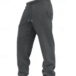 Hot OUKU Men's Fleece Pants Sweatpants Trousers Casual Pants Drawstring Elastic Waist Straight Leg Plain Comfort Warm Full Length Outdoor Daily Going out Sports Fashion Black Blue