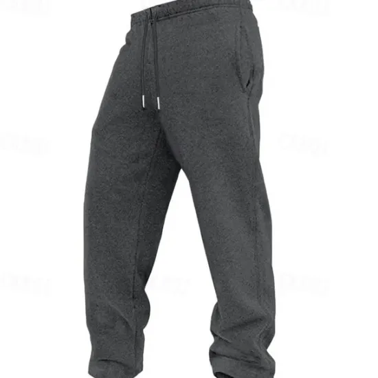 Hot OUKU Men's Fleece Pants Sweatpants Trousers Casual Pants Drawstring Elastic Waist Straight Leg Plain Comfort Warm Full Length Outdoor Daily Going out Sports Fashion Black Blue