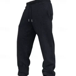 Hot OUKU Men's Fleece Pants Sweatpants Trousers Casual Pants Drawstring Elastic Waist Straight Leg Plain Comfort Warm Full Length Outdoor Daily Going out Sports Fashion Black Blue