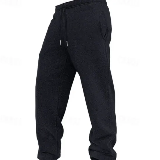 Hot OUKU Men's Fleece Pants Sweatpants Trousers Casual Pants Drawstring Elastic Waist Straight Leg Plain Comfort Warm Full Length Outdoor Daily Going out Sports Fashion Black Blue