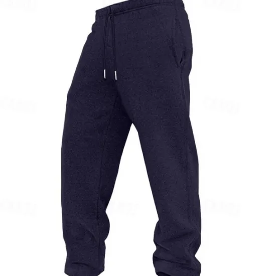 Hot OUKU Men's Fleece Pants Sweatpants Trousers Casual Pants Drawstring Elastic Waist Straight Leg Plain Comfort Warm Full Length Outdoor Daily Going out Sports Fashion Black Blue