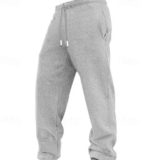 Hot OUKU Men's Fleece Pants Sweatpants Trousers Casual Pants Drawstring Elastic Waist Straight Leg Plain Comfort Warm Full Length Outdoor Daily Going out Sports Fashion Black Blue