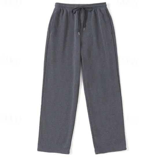 Hot OUKU Men's Fleece Pants Sweatpants Trousers Casual Pants Drawstring Elastic Waist Straight Leg Plain Comfort Warm Full Length Outdoor Daily Going out Sports Fashion Black Blue