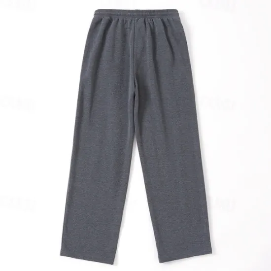 Hot OUKU Men's Fleece Pants Sweatpants Trousers Casual Pants Drawstring Elastic Waist Straight Leg Plain Comfort Warm Full Length Outdoor Daily Going out Sports Fashion Black Blue