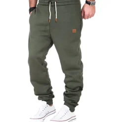 Online OUKU Men's Fleece Pants Sweatpants Joggers Trousers Pocket Plain Comfort Breathable Outdoor Daily Going out Fashion Casual Black Army Green