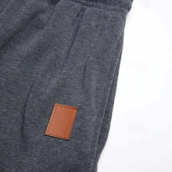 Online OUKU Men's Fleece Pants Sweatpants Joggers Trousers Pocket Plain Comfort Breathable Outdoor Daily Going out Fashion Casual Black Army Green