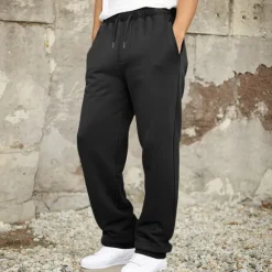 Outlet OUKU Men's Fleece Pants Sweatpants Trousers Straight Leg Sweatpants Drawstring Elastic Waist Baggy Plain Comfort Warm Full Length Outdoor Casual Daily Sports Fashion Black Navy Blue Micro-elastic