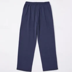 Outlet OUKU Men's Fleece Pants Sweatpants Trousers Straight Leg Sweatpants Drawstring Elastic Waist Baggy Plain Comfort Warm Full Length Outdoor Casual Daily Sports Fashion Black Navy Blue Micro-elastic