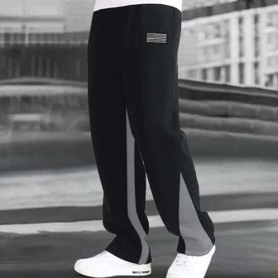 Discount OUKU Men's Fleece Pants Sweatpants Trousers Straight Leg Sweatpants Flared Sweatpants Pocket Drawstring Elastic Waist Color Block Comfort Breathable Outdoor Daily Going out Fashion Casual Black-White Black