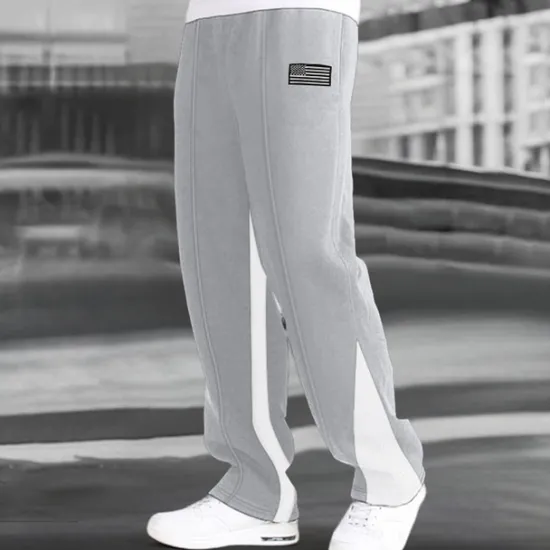 Discount OUKU Men's Fleece Pants Sweatpants Trousers Straight Leg Sweatpants Flared Sweatpants Pocket Drawstring Elastic Waist Color Block Comfort Breathable Outdoor Daily Going out Fashion Casual Black-White Black