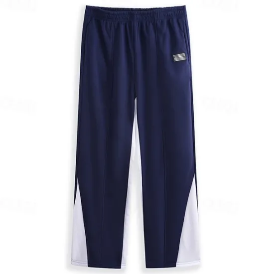 Discount OUKU Men's Fleece Pants Sweatpants Trousers Straight Leg Sweatpants Flared Sweatpants Pocket Drawstring Elastic Waist Color Block Comfort Breathable Outdoor Daily Going out Fashion Casual Black-White Black