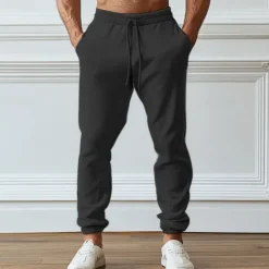 Hot OUKU Men's Fleece Pants Sweatpants Joggers Trousers Pocket Plain Comfort Breathable Outdoor Daily Going out Fashion Casual Black Gray