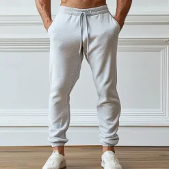 Hot OUKU Men's Fleece Pants Sweatpants Joggers Trousers Pocket Plain Comfort Breathable Outdoor Daily Going out Fashion Casual Black Gray