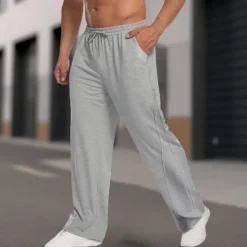 Hot OUKU Men's Fleece Pants Sweatpants Joggers Trousers Straight Leg Sweatpants Pleated Drawstring Elastic Waist Plain Comfort Warm Full Length Outdoor Casual Daily Sports Fashion Black Grey