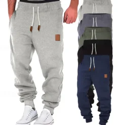 OUKU Men's Fleece Pants Sweatpants Joggers Trousers Drawstring Plain Comfort Breathable Outdoor Daily Going out Fashion Casual Black Green