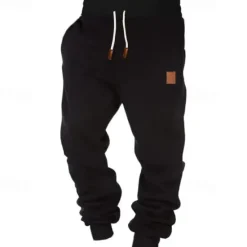 OUKU Men's Fleece Pants Sweatpants Joggers Trousers Drawstring Plain Comfort Breathable Outdoor Daily Going out Fashion Casual Black Green