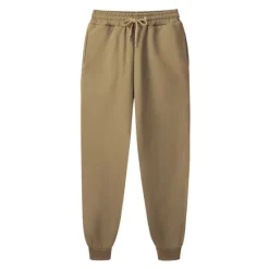 OUKU Men's Fleece Pants Sweatpants Joggers Winter Pants Trousers Side Pockets Elastic Waist Fleece Solid Color Comfort Warm Daily Casual Navy Apricot