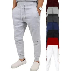 New OUKU Men's Fleece Pants Sweatpants Joggers Winter Pants Trousers Pocket Drawstring Elastic Waist Solid Color Warm Full Length Daily Casual Plus velvet Loose Fit Light gray-pure light board Dark gray-light