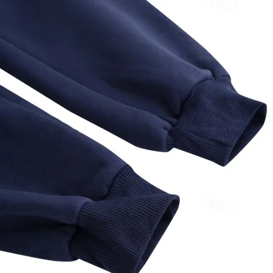 Online OUKU Men's Fleece Pants Sweatpants Joggers Workout Pants Track Pants Pocket Elastic Waist Solid Color Lightweight Full Length Casual Daily Trousers Athletic White Navy Blue Micro-elastic