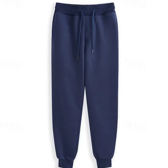Online OUKU Men's Fleece Pants Sweatpants Joggers Workout Pants Track Pants Pocket Elastic Waist Solid Color Lightweight Full Length Casual Daily Trousers Athletic White Navy Blue Micro-elastic