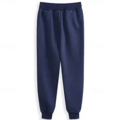 Online OUKU Men's Fleece Pants Sweatpants Joggers Workout Pants Track Pants Pocket Elastic Waist Solid Color Lightweight Full Length Casual Daily Trousers Athletic White Navy Blue Micro-elastic