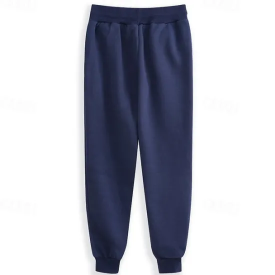 Online OUKU Men's Fleece Pants Sweatpants Joggers Workout Pants Track Pants Pocket Elastic Waist Solid Color Lightweight Full Length Casual Daily Trousers Athletic White Navy Blue Micro-elastic