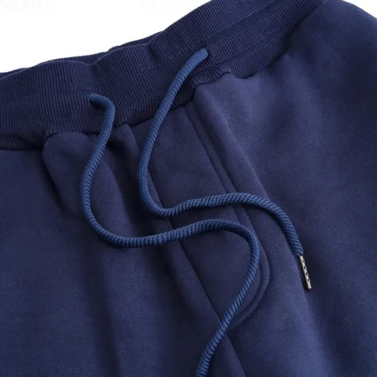 Online OUKU Men's Fleece Pants Sweatpants Joggers Workout Pants Track Pants Pocket Elastic Waist Solid Color Lightweight Full Length Casual Daily Trousers Athletic White Navy Blue Micro-elastic