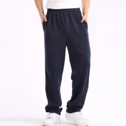 OUKU Men's Fleece Pants Sweatpants Joggers Trousers Straight Leg Sweatpants Elastic Waist Straight Leg Solid Color Plain Breathable Comfortable Full Length Sports Outdoor Daily Wear Casual / Sporty