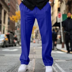 New OUKU Men's Fleece Pants Sweatpants Trousers Baggy Pants Drawstring Elastic Waist Pleats Plain Comfort Warm Full Length Home Casual Daily Sports Fashion Black White Micro-elastic