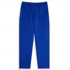 New OUKU Men's Fleece Pants Sweatpants Trousers Baggy Pants Drawstring Elastic Waist Pleats Plain Comfort Warm Full Length Home Casual Daily Sports Fashion Black White Micro-elastic